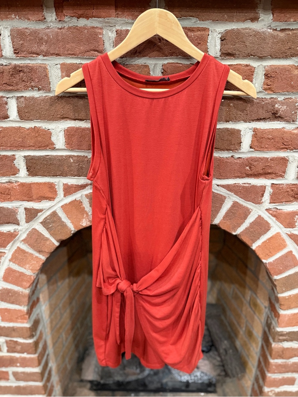 Women’s Midi Tie-Front Dress in Rust